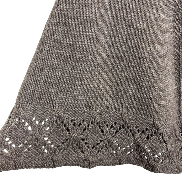 Sperico Italy Knit Wool Alpaca Blend Poncho Sweater OS Cowl Neck Lace Trim Brown - Picture 4 of 9